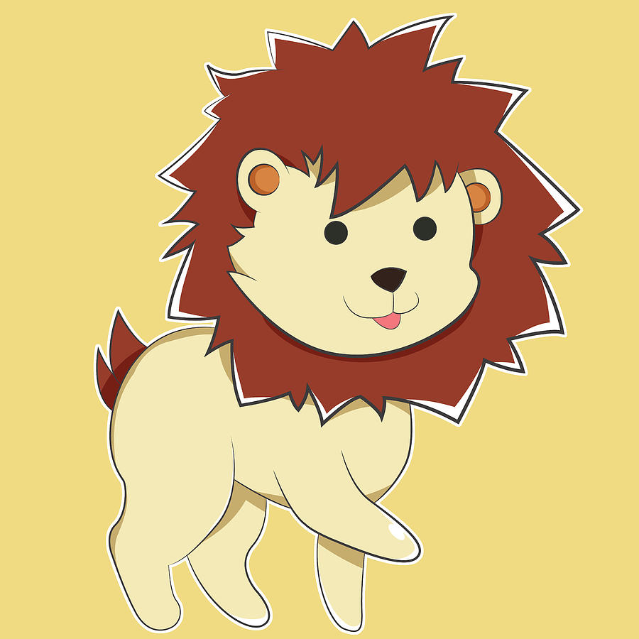 Christmas Digital Art - Happy Cartoon Baby Lion by Catifornia Shop