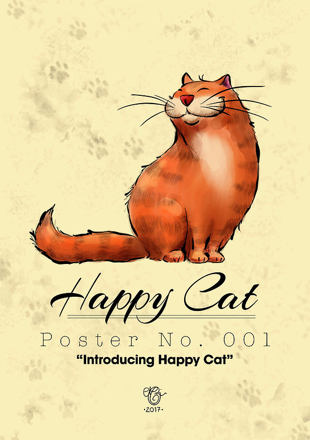Cat Digital Art - Happy Cat Poster No. 001 - Introducing Happy Cat by Martine Carlsen Cat Digital Art - Happy Cat Poster No. 001 - Introducing Happy Cat by Martine Carlsen