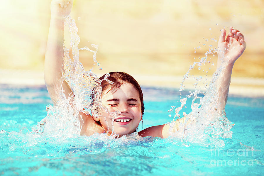 Happy child in the pool Photograph by Anna Om