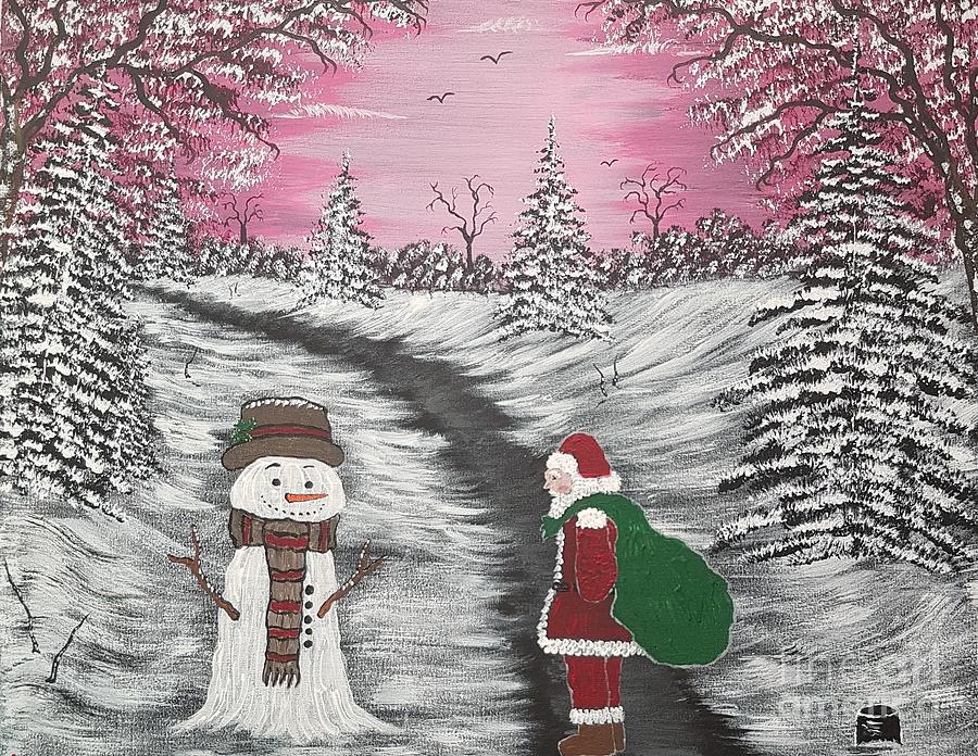 Happy Christmas Mr Snowman Painting