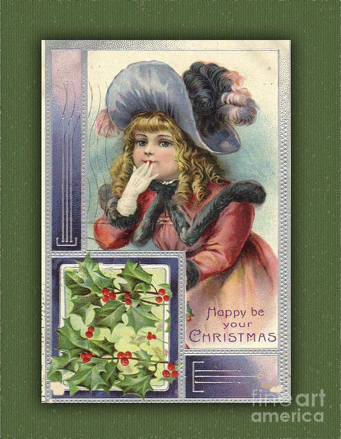 Happy Christmas Vintage Card  Digital Art by Melissa Messick