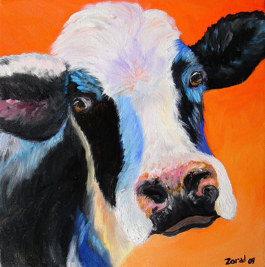Happy Cow Painting by Mary Jo Zorad