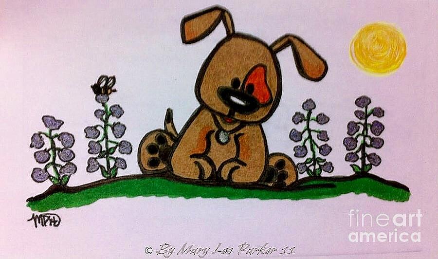 Happy Dog Mixed Media by MaryLee Parker