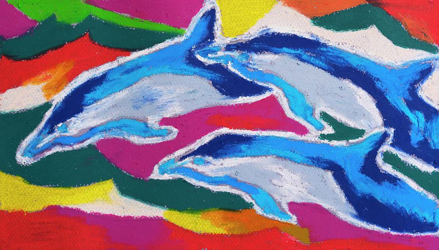 Happy Dolphin Dance Painting by Stephen Anderson