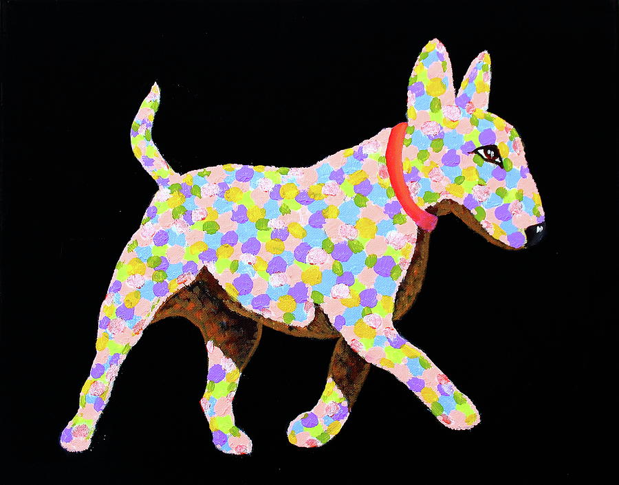 Dog Painting - Happy dots by Natalia Huff