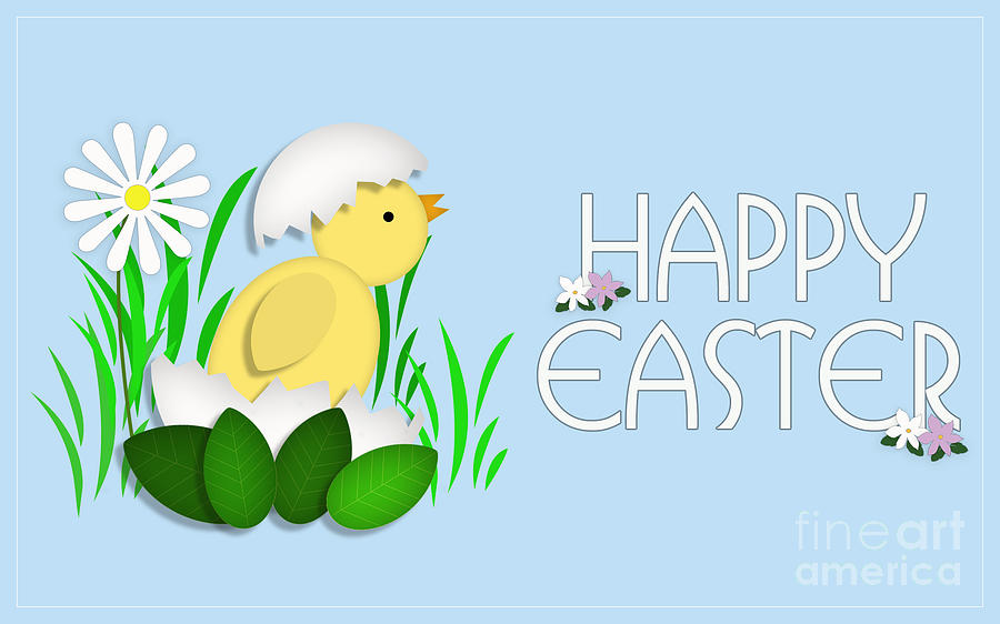 Happy Easter Baby Chick Card Digital Art by Scott Parker