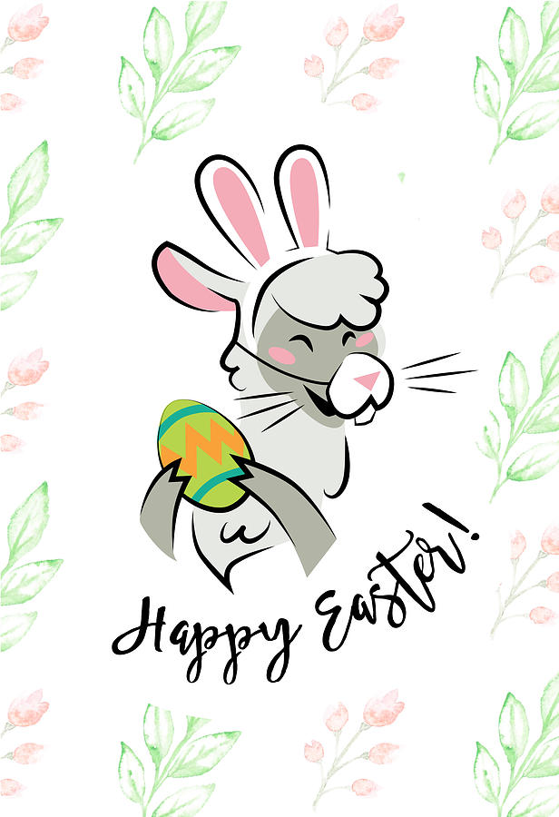 Easter Digital Art - Happy Easter From A Llama by Tomi Llama