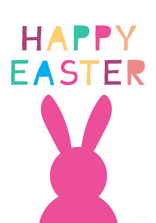 Happy Easter Pink Bunny- Art by Linda Woods Digital Art by Linda Woods