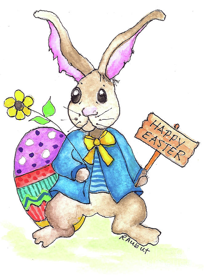 Happy Easter Painting by Rosemary Aubut