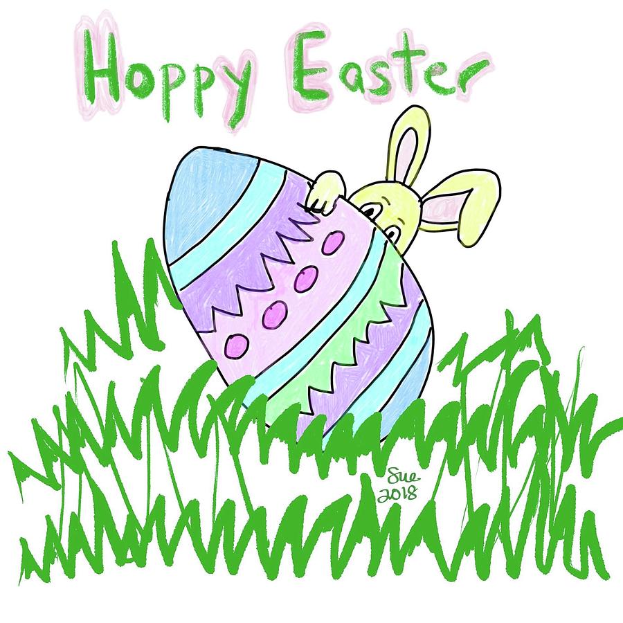 Happy Easter Drawing by Susan Pellegrino