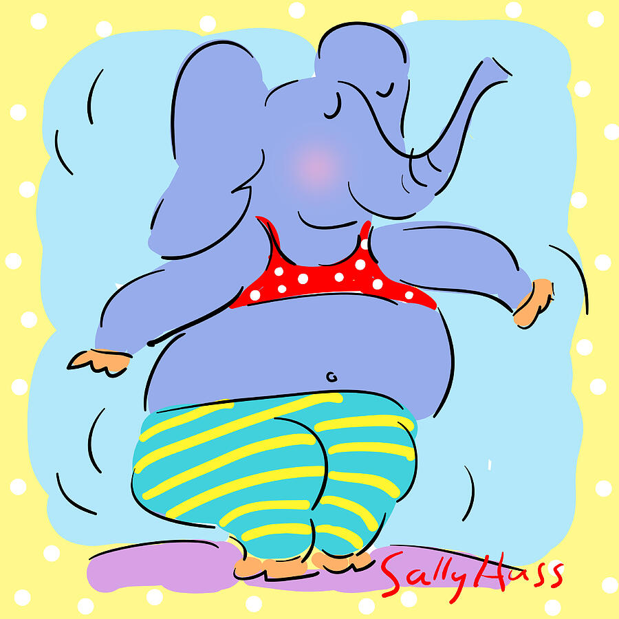 Animal Painting - Happy Elephant by Sally Huss