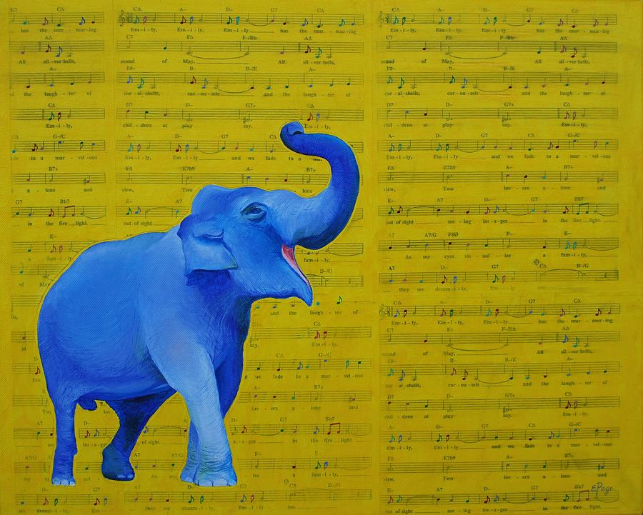 Happy Elephant Singing Emily by Emily Page Happy Elephant Singing Emily by Emily Page