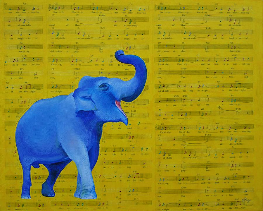 Happy Elephant Singing Emily Painting by Emily Page