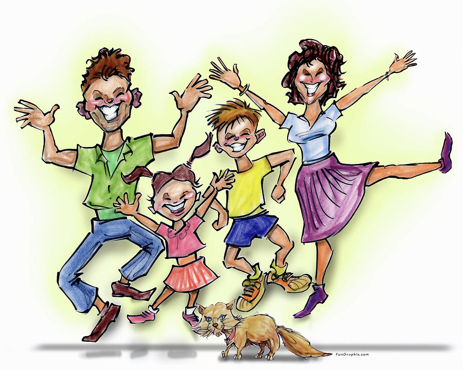 Happy Family Illustration Digital Art by Kevin Middleton