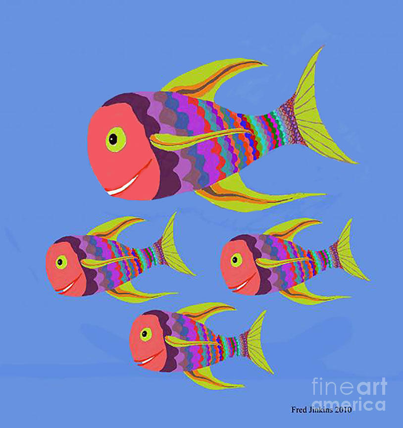 Fish Painting - Happy Fashion Fish by Fred Jinkins