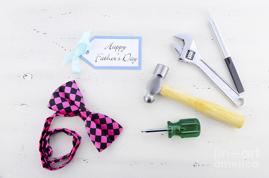 Happy Fathers Day Tools and Bowtie Photograph by Milleflore Images