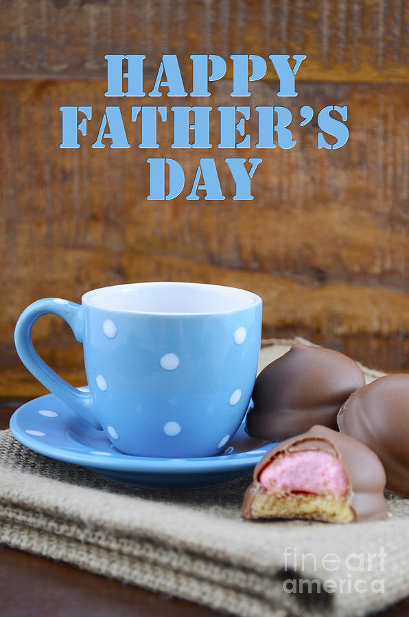 Happy Fathers Gift of Coffee and Marshmallow Cookies.  Photograph by Milleflore Images