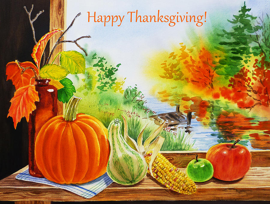 Happy Festive Thanksgiving Painting by Irina Sztukowski