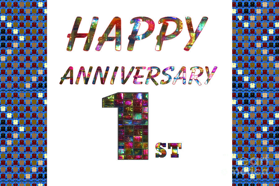 Curtain Painting - Happy First 1st Anniversary Celebrations design on Greeting Cards t-shirts pillows curtains phone   by Navin Joshi