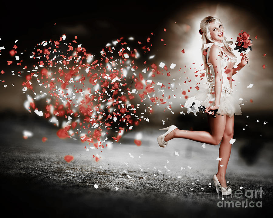 Happy Flower Girl In A Running Love Heart Romance Digital Art By Jorgo Photography Fine Art
