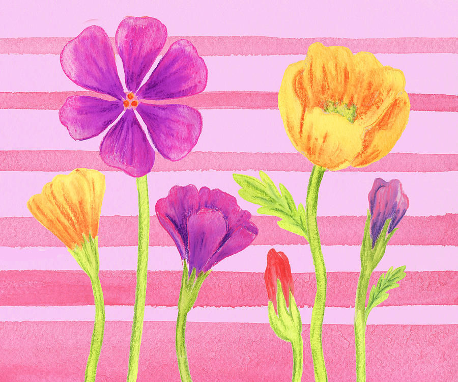 Happy Flowers In The Garden Painting by Irina Sztukowski