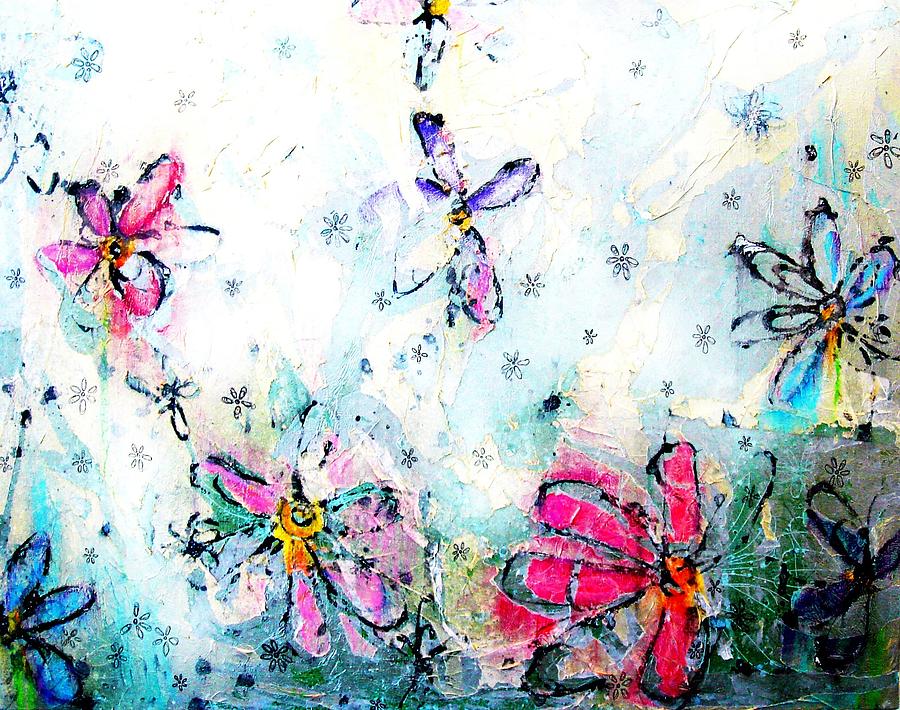Flower Painting - Happy Flowers by Lizzie  Johnson