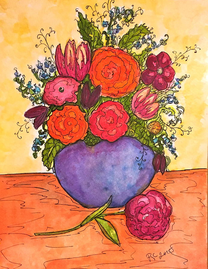 Happy Flowers Painting by Rae Chichilnitsky