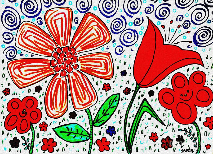 Happy Flowers Drawing