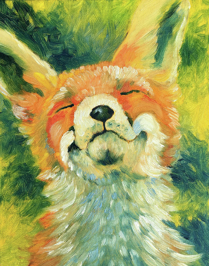 Happy Fox Painting by AnneMarie Welsh