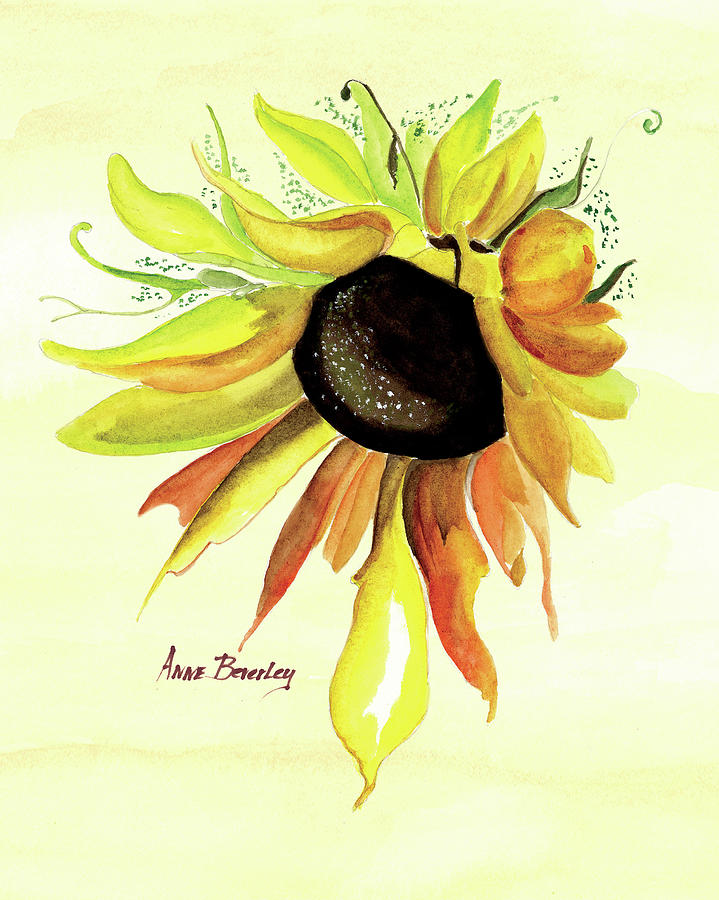 Sunflower Painting - Happy Friday by Anne Beverley-Stamps
