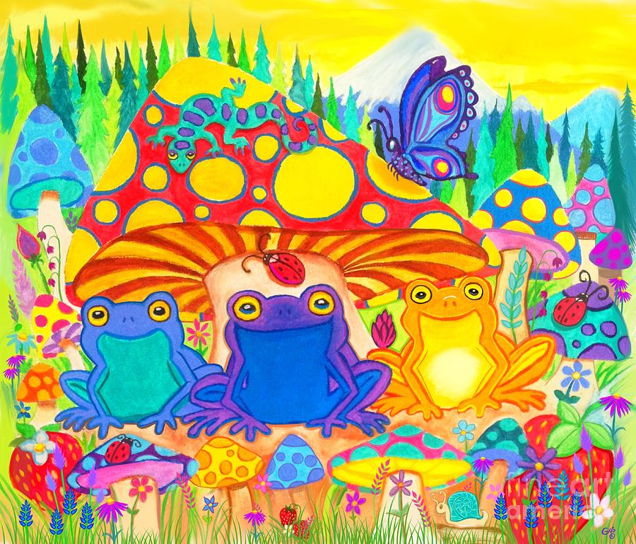 Happy Frogs In The Forest Digital Art