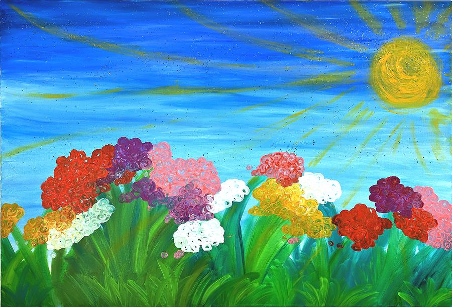 Flower Painting - Happy Garden by Hagit Dayan
