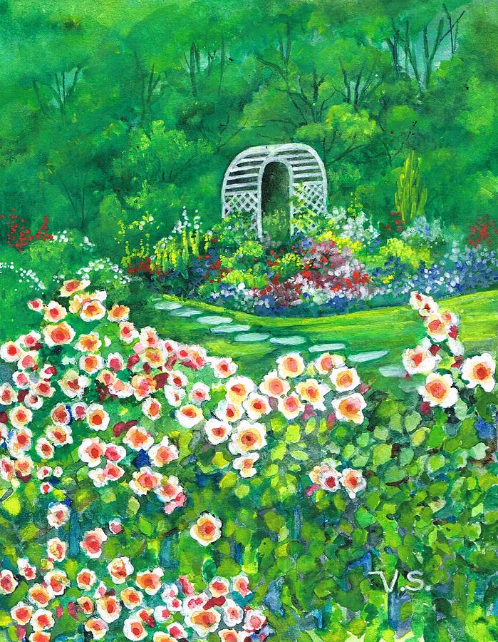 Happy garden Painting by Val Stokes