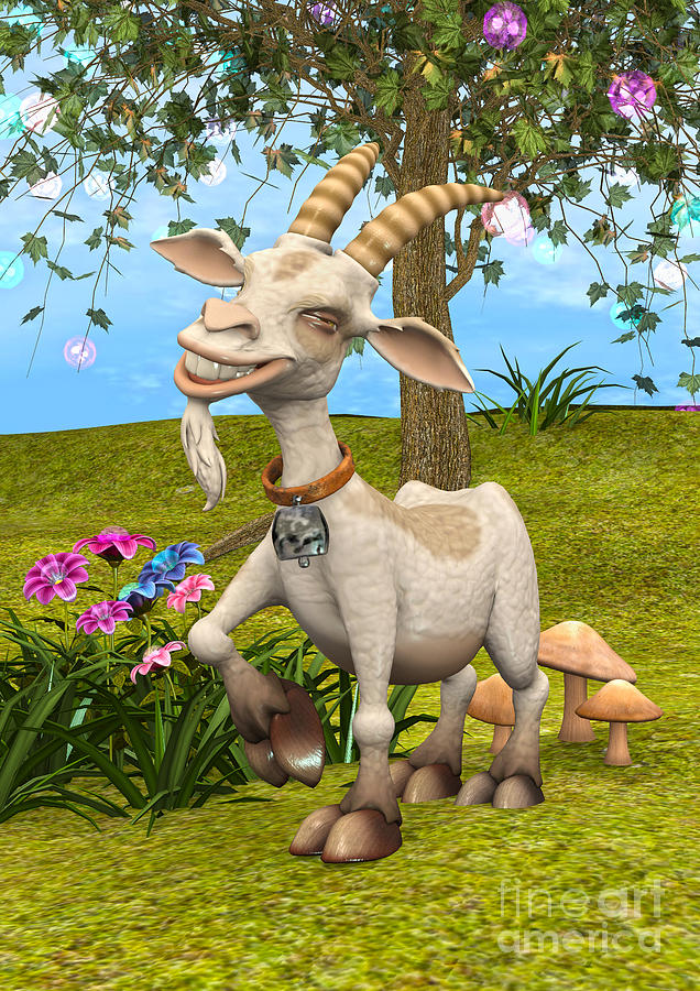 Fantasy Digital Art - Happy Goat by Design Windmill