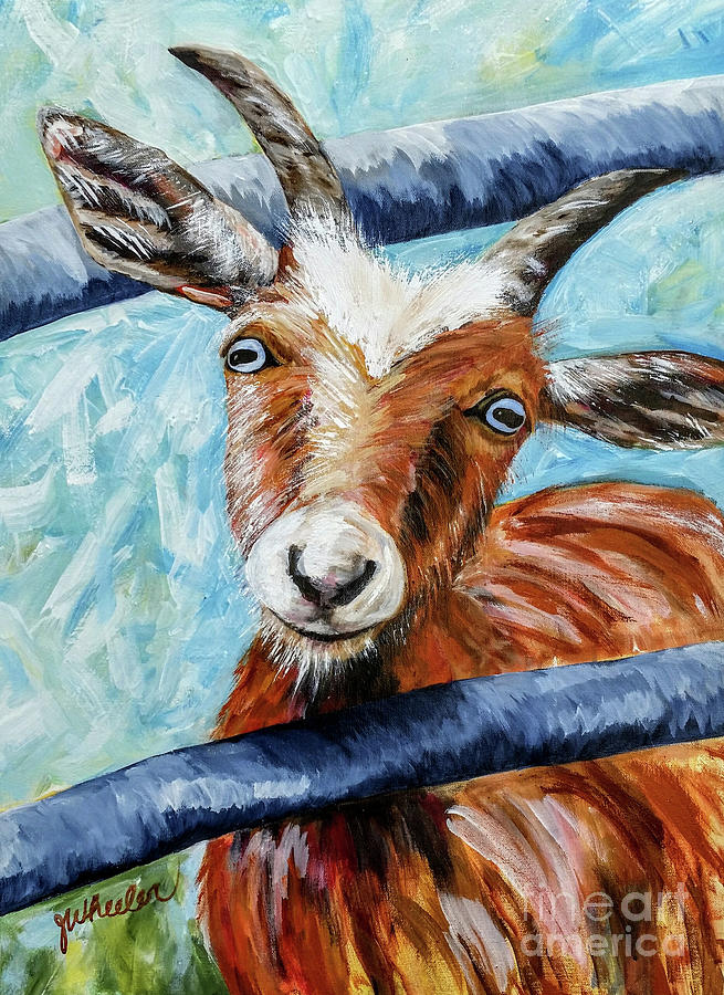 Happy Goat Painting by JoAnn Wheeler