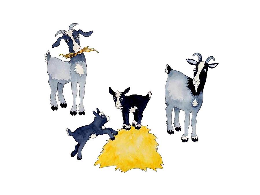 Goat Painting - Happy Goats by Sarah Rosedahl