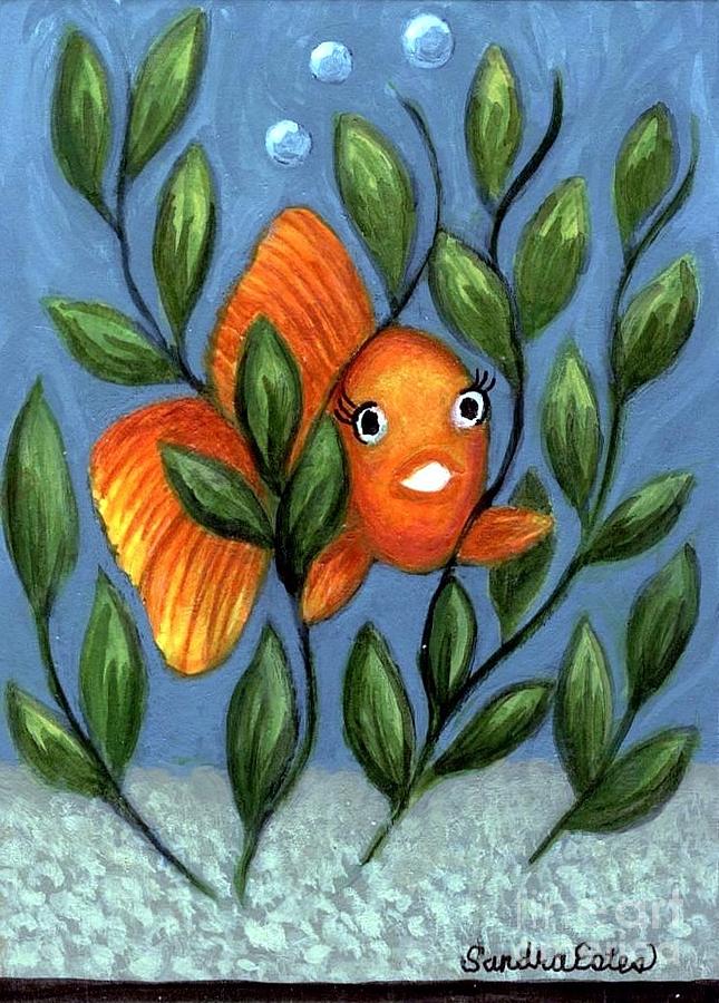 Happy Goldfish Painting by Sandra Estes