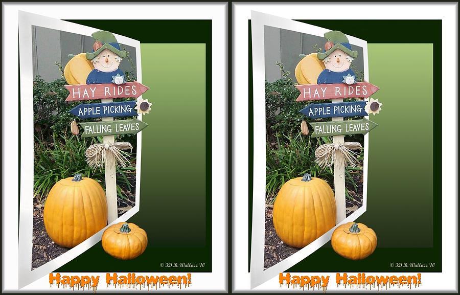 Happy Halloween - Gently cross your eyes and focus on the middle image Photograph by Brian Wallace