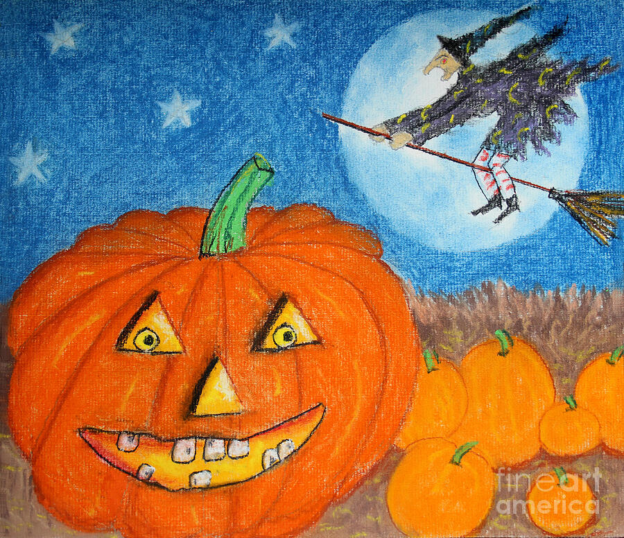 Fairy Drawing - Happy Halloween Boo You by Karen Adams