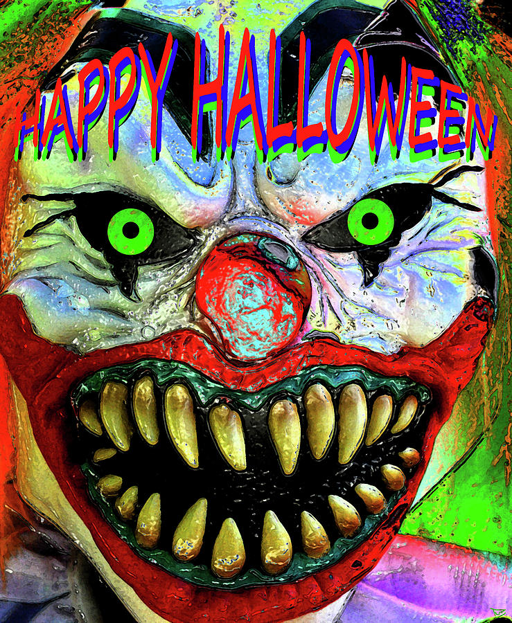 Happy Halloween custom clown card Painting by David Lee Thompson