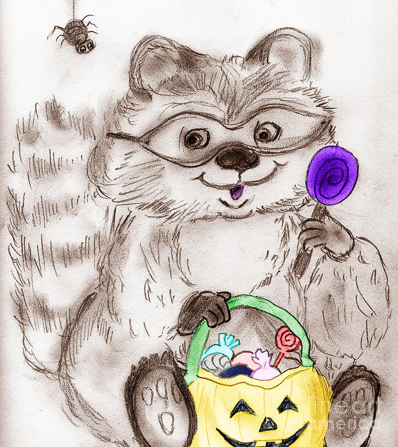 Happy Halloween Raccoon Digital Art by Sonya Chalmers
