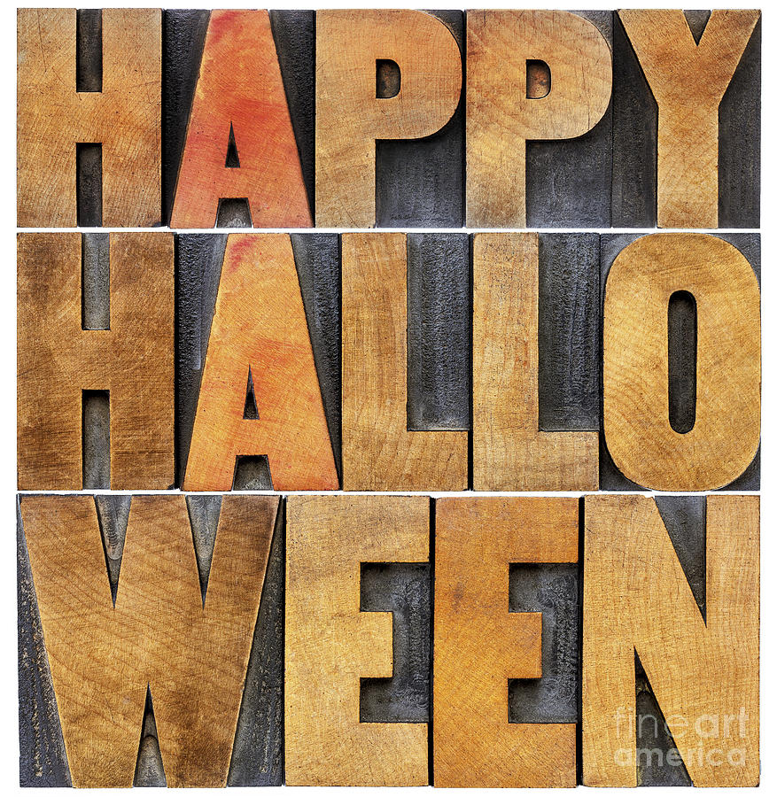 Halloween Photograph - Happy Halloween word abstract by Marek Uliasz