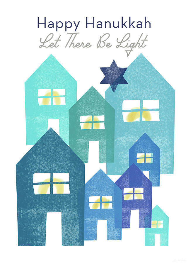 Happy Hanukkah Light - Art by Linda Woods Mixed Media by Linda Woods