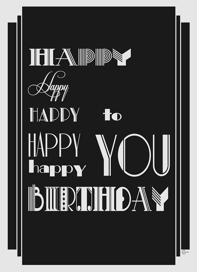 Happy Happy Happy Birthday 1920s Art Deco Style Digital Art by Cecely Bloom