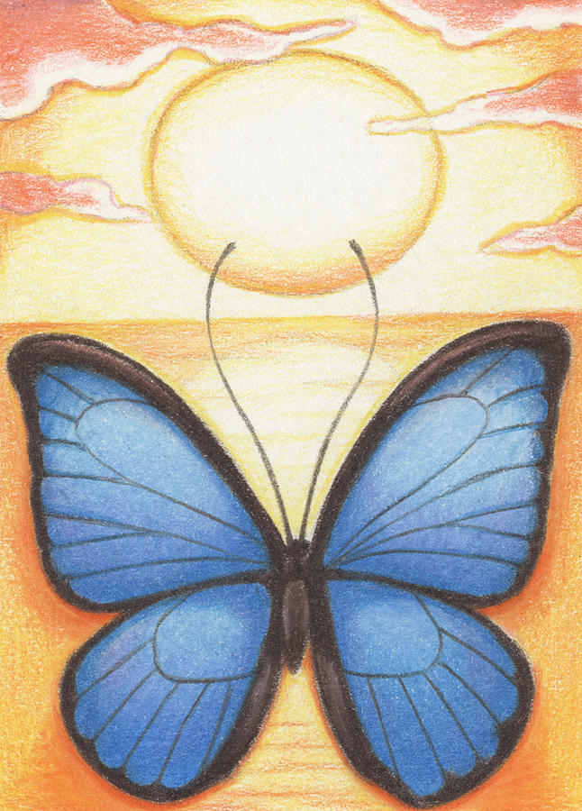 Sunset Drawing - Happy Heart by Amy S Turner