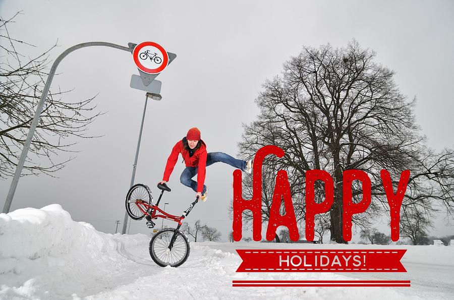 Happy Holidays BMX Flatland Jump Photograph by Matthias Hauser
