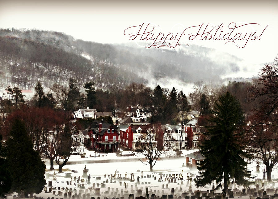 City Photograph - Happy Holidays Foggy Little Town by Dark Whimsy