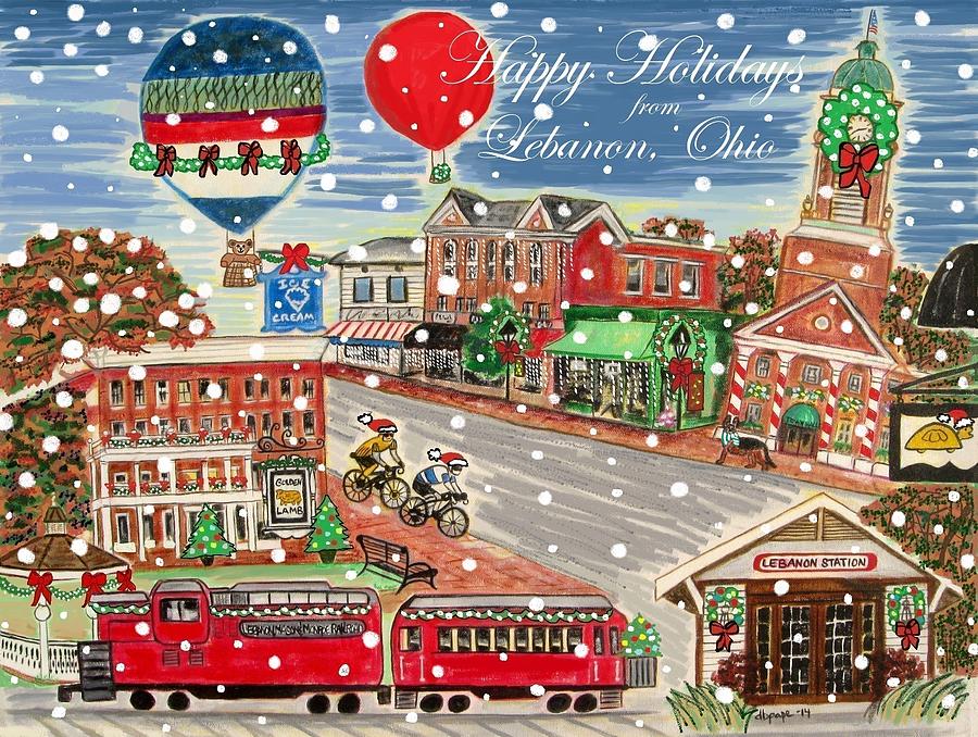 Happy Holidays from Lebanon, Ohio Painting by Diane Pape