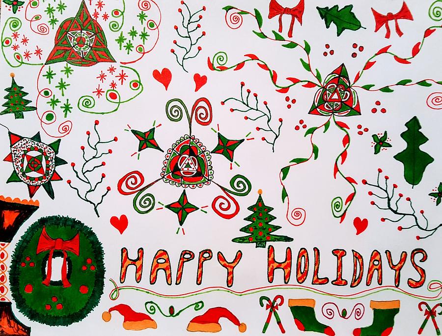 Happy Holidays Drawing by Neal Alicakos Fine Art America
