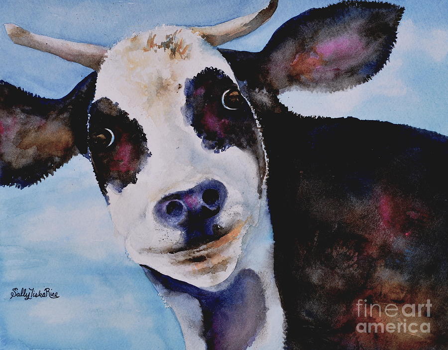Happy Holstein Painting by Sally Tiska Rice